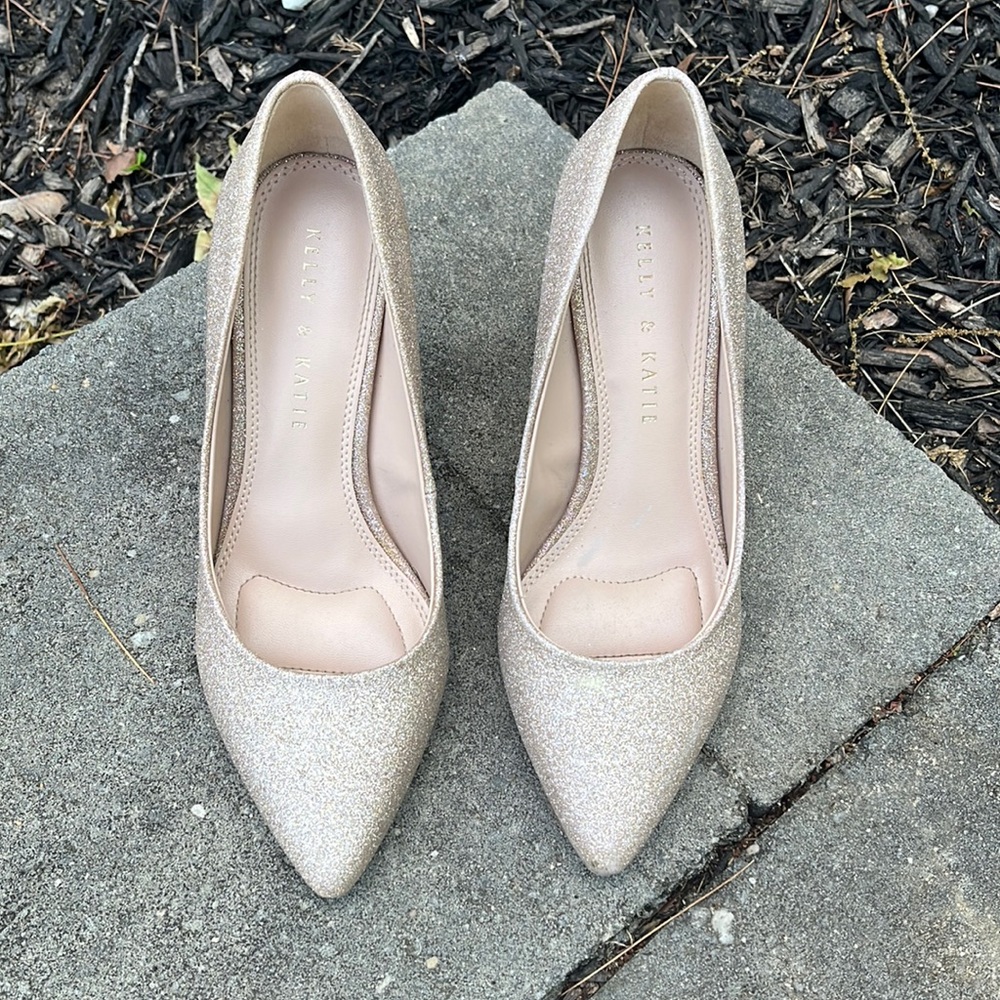 Rose gold glitter heels
